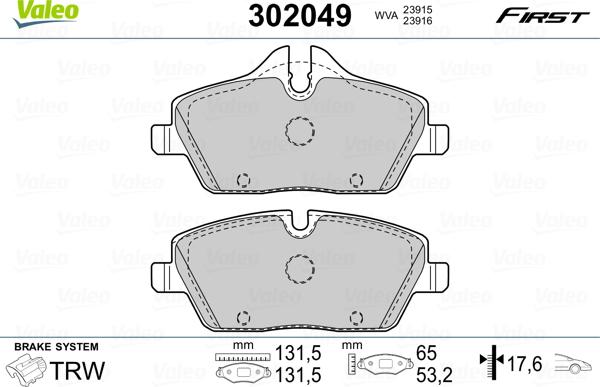 Valeo 302049 - Brake Pad Set, disc brake onlydrive.pro