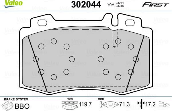 Valeo 302044 - Тормозные колодки, дисковые, комплект onlydrive.pro