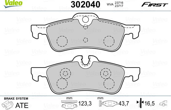 Valeo 302040 - Piduriklotsi komplekt,ketaspidur onlydrive.pro