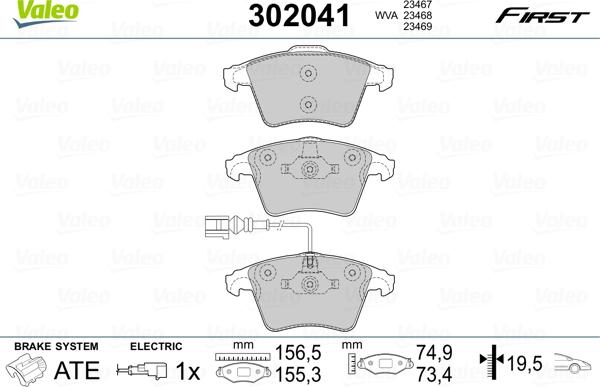 Valeo 302041 - Jarrupala, levyjarru onlydrive.pro