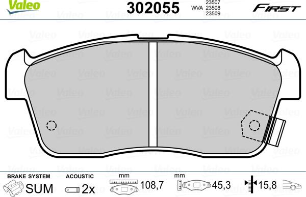 Valeo 302055 - Brake Pad Set, disc brake onlydrive.pro