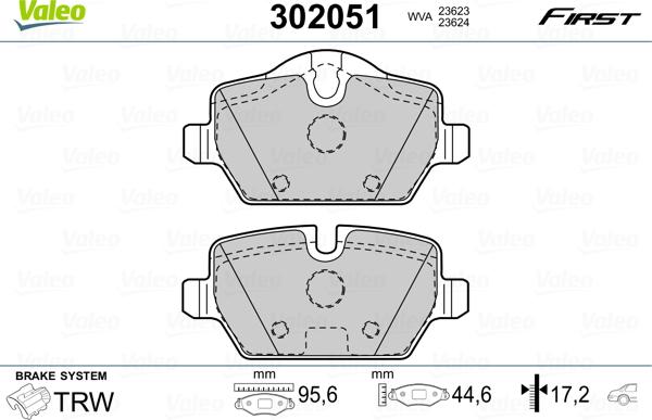 Valeo 302051 - Тормозные колодки, дисковые, комплект onlydrive.pro