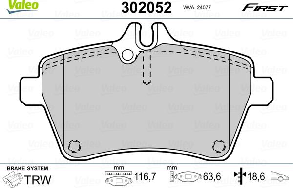 Valeo 302052 - Bremžu uzliku kompl., Disku bremzes onlydrive.pro