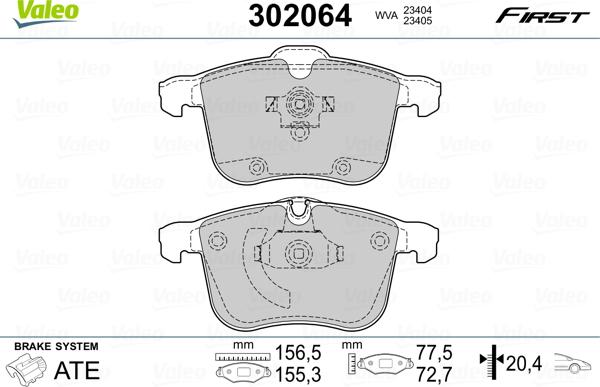 Valeo 302064 - Piduriklotsi komplekt,ketaspidur onlydrive.pro