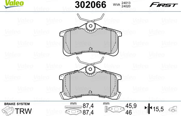 Valeo 302066 - Brake Pad Set, disc brake onlydrive.pro