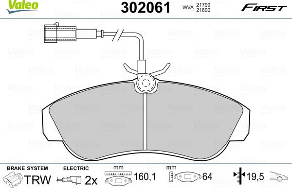 Valeo 302061 - Stabdžių trinkelių rinkinys, diskinis stabdys onlydrive.pro