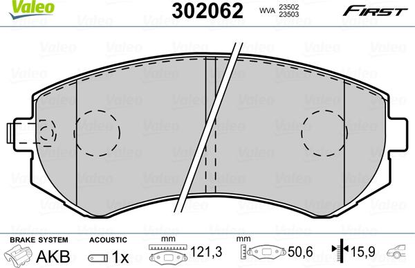 Valeo 302062 - Jarrupala, levyjarru onlydrive.pro