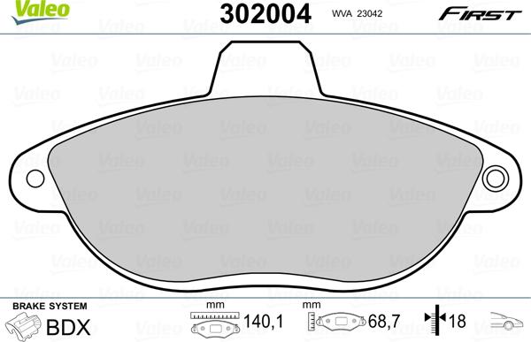 Valeo 302004 - Piduriklotsi komplekt,ketaspidur onlydrive.pro