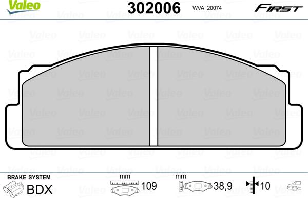 Valeo 302006 - Brake Pad Set, disc brake onlydrive.pro