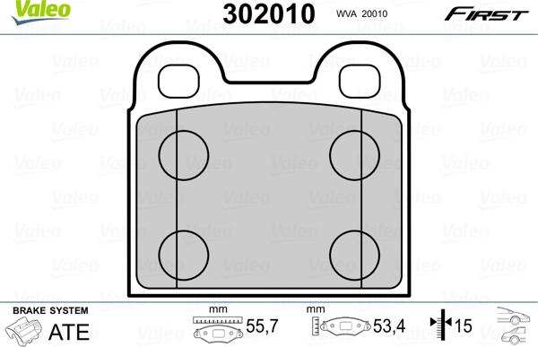 Valeo 302010 - Тормозные колодки, дисковые, комплект onlydrive.pro