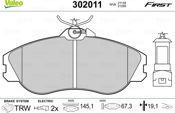 Valeo 302011 - Brake Pad Set, disc brake onlydrive.pro