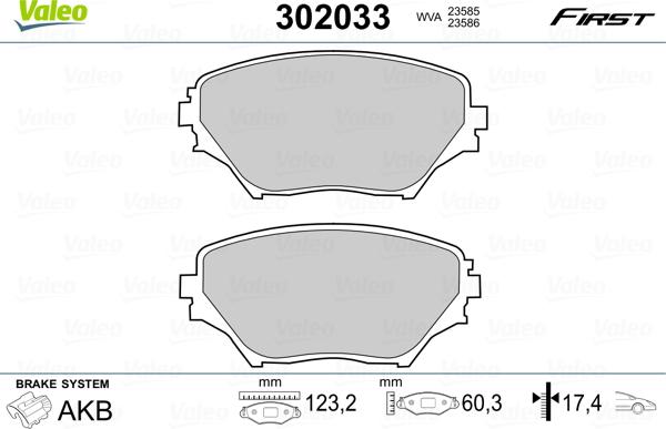 Valeo 302033 - Brake Pad Set, disc brake onlydrive.pro