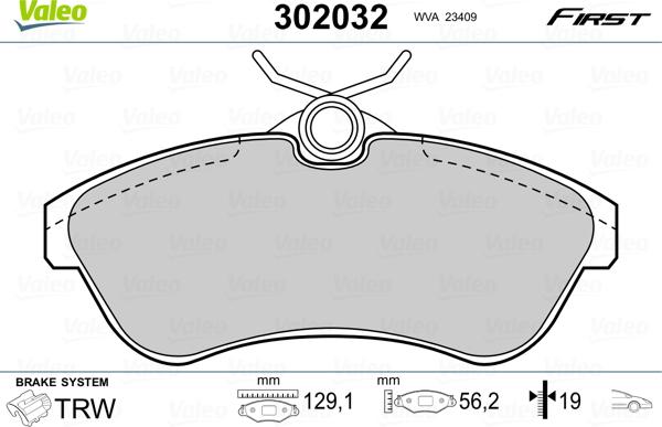 Valeo 302032 - Jarrupala, levyjarru onlydrive.pro