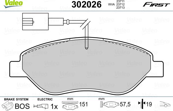 Valeo 302026 - Bremžu uzliku kompl., Disku bremzes onlydrive.pro