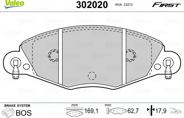 Valeo 302020 - Brake Pad Set, disc brake onlydrive.pro