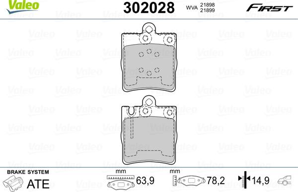 Valeo 302028 - Тормозные колодки, дисковые, комплект onlydrive.pro