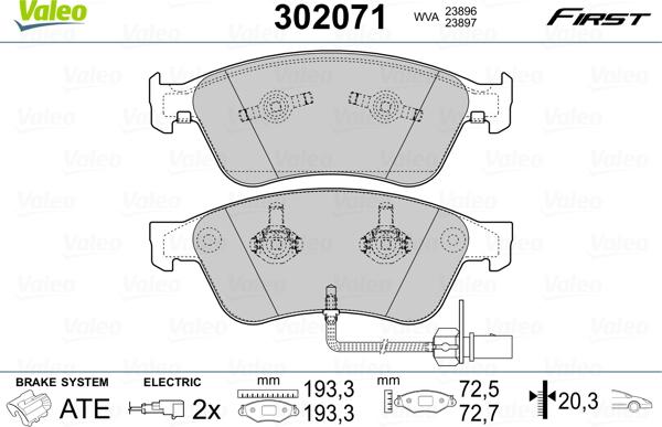 Valeo 302071 - Piduriklotsi komplekt,ketaspidur onlydrive.pro