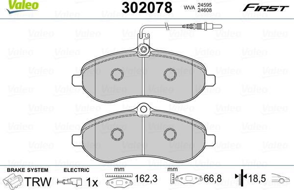 Valeo 302078 - Тормозные колодки, дисковые, комплект onlydrive.pro