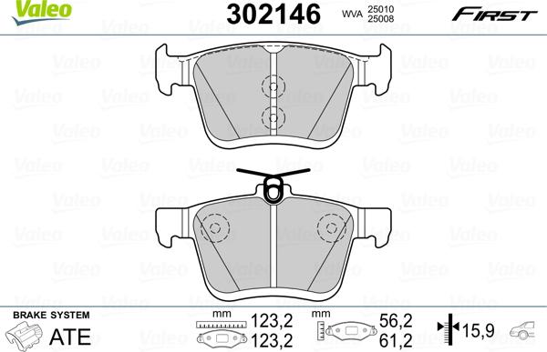 Valeo 302146 - Piduriklotsi komplekt,ketaspidur onlydrive.pro