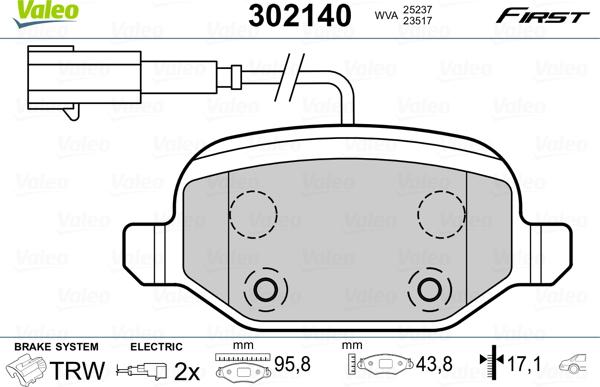 Valeo 302140 - Brake Pad Set, disc brake onlydrive.pro