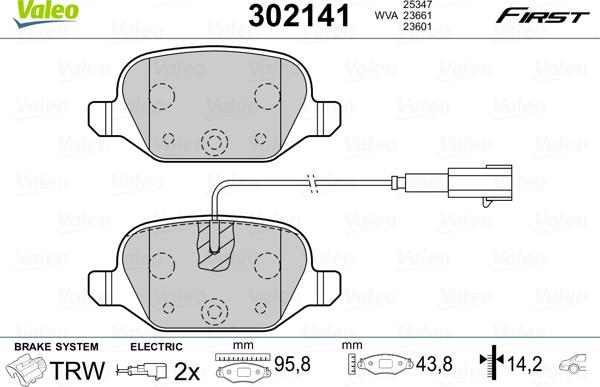 Valeo 302141 - Stabdžių trinkelių rinkinys, diskinis stabdys onlydrive.pro