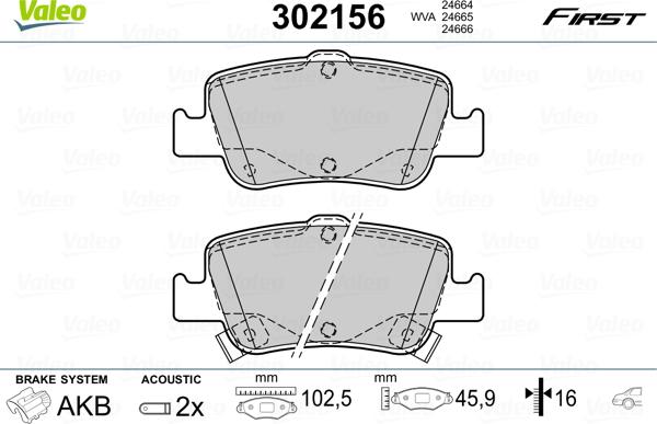 Valeo 302156 - Bremžu uzliku kompl., Disku bremzes onlydrive.pro