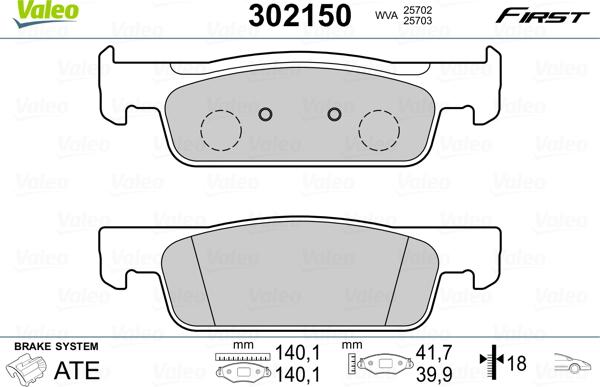 Valeo 302150 - Piduriklotsi komplekt,ketaspidur onlydrive.pro