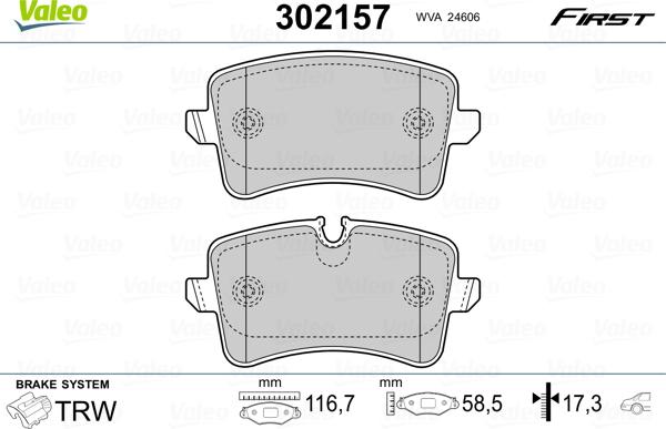 Valeo 302157 - Stabdžių trinkelių rinkinys, diskinis stabdys onlydrive.pro