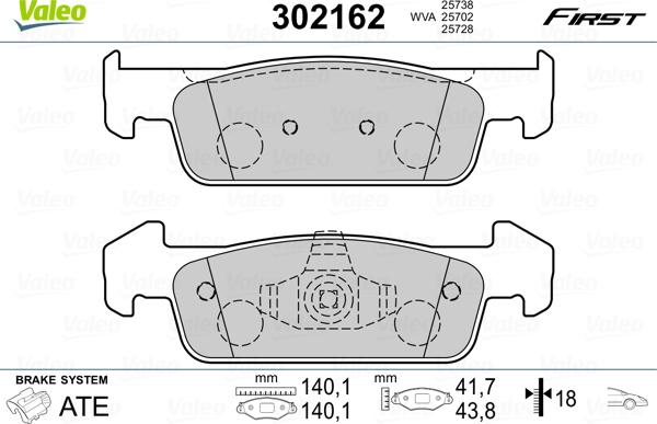 Valeo 302162 - Тормозные колодки, дисковые, комплект onlydrive.pro