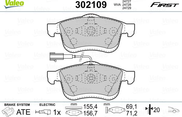 Valeo 302109 - Piduriklotsi komplekt,ketaspidur onlydrive.pro