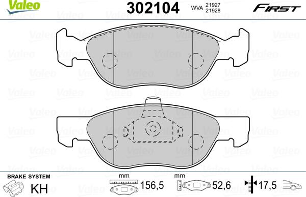 Valeo 302104 - Тормозные колодки, дисковые, комплект onlydrive.pro