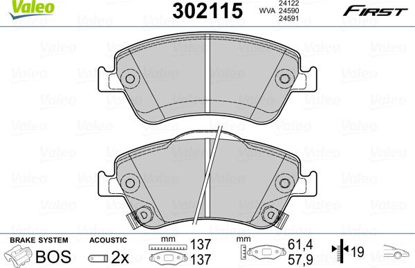 Valeo 302115 - Brake Pad Set, disc brake onlydrive.pro