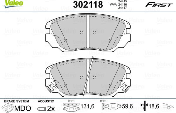 Valeo 302118 - Brake Pad Set, disc brake onlydrive.pro