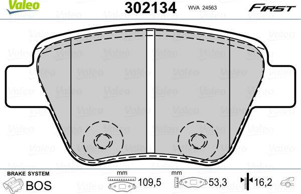 Valeo 302134 - Brake Pad Set, disc brake onlydrive.pro