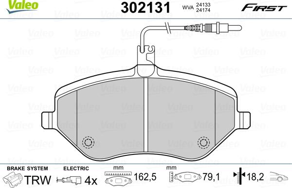 Valeo 302131 - Stabdžių trinkelių rinkinys, diskinis stabdys onlydrive.pro