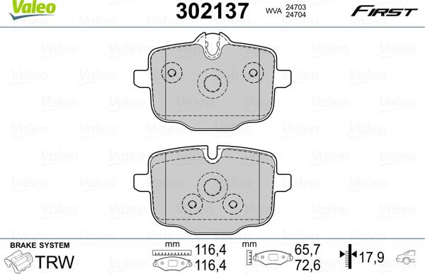 Valeo 302137 - Brake Pad Set, disc brake onlydrive.pro