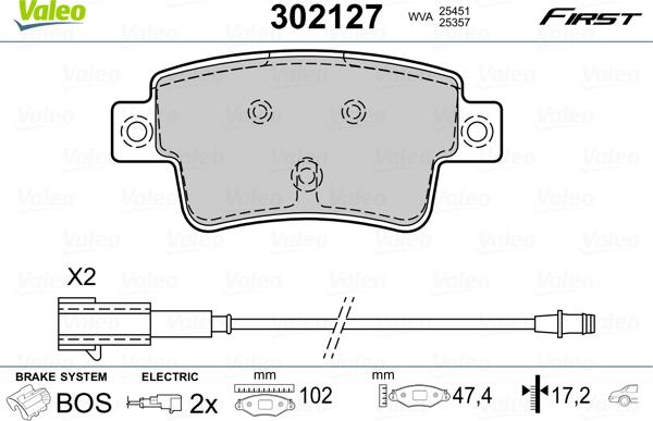 Valeo 302127 - Jarrupala, levyjarru onlydrive.pro