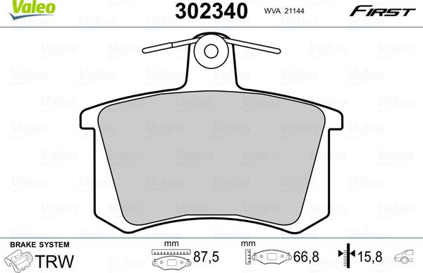 Valeo 302340 - Piduriklotsi komplekt,ketaspidur onlydrive.pro