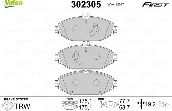 Valeo 302305 - Bremžu uzliku kompl., Disku bremzes onlydrive.pro