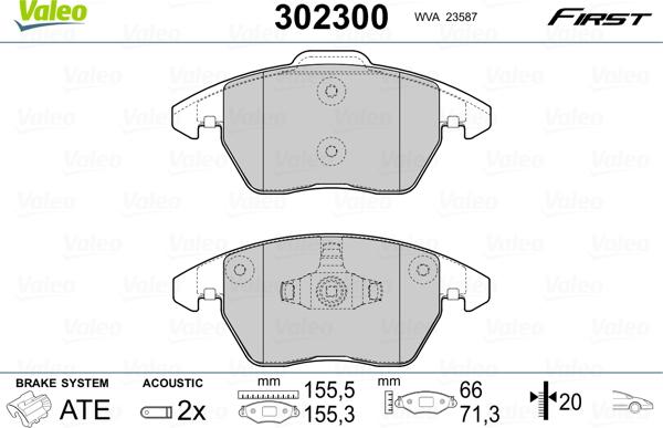 Valeo 302300 - Тормозные колодки, дисковые, комплект onlydrive.pro