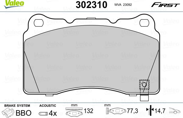 Valeo 302310 - Bremžu uzliku kompl., Disku bremzes onlydrive.pro