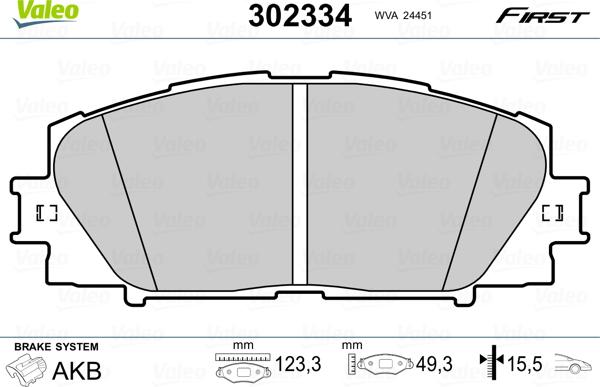 Valeo 302334 - Piduriklotsi komplekt,ketaspidur onlydrive.pro