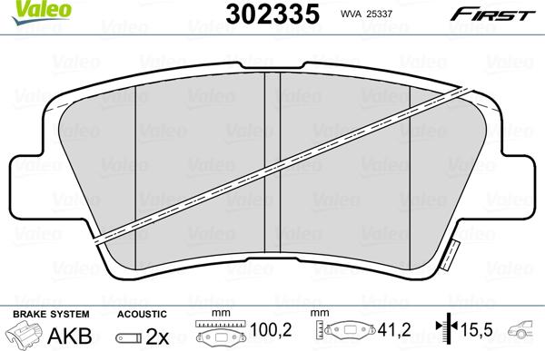 Valeo 302335 - Stabdžių trinkelių rinkinys, diskinis stabdys onlydrive.pro