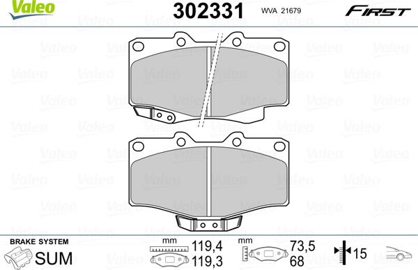 Valeo 302331 - Stabdžių trinkelių rinkinys, diskinis stabdys onlydrive.pro