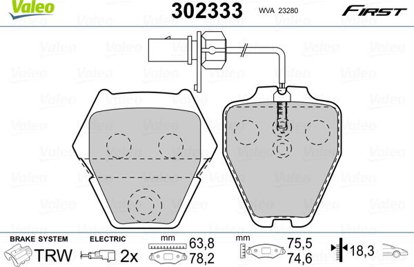 Valeo 302333 - Brake Pad Set, disc brake onlydrive.pro