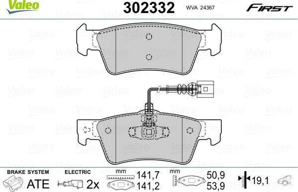 Valeo 302332 - Bremžu uzliku kompl., Disku bremzes onlydrive.pro