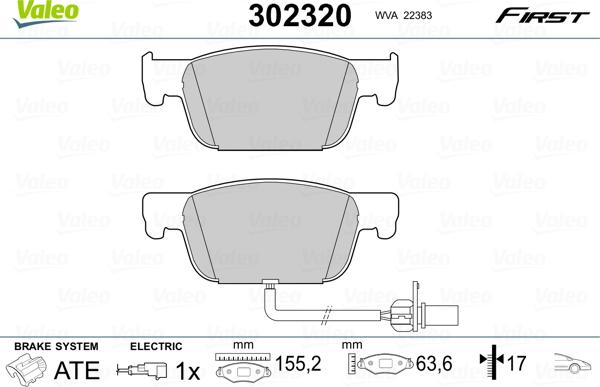 Valeo 302320 - Brake Pad Set, disc brake onlydrive.pro