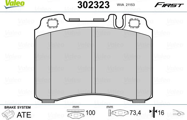 Valeo 302323 - Тормозные колодки, дисковые, комплект onlydrive.pro