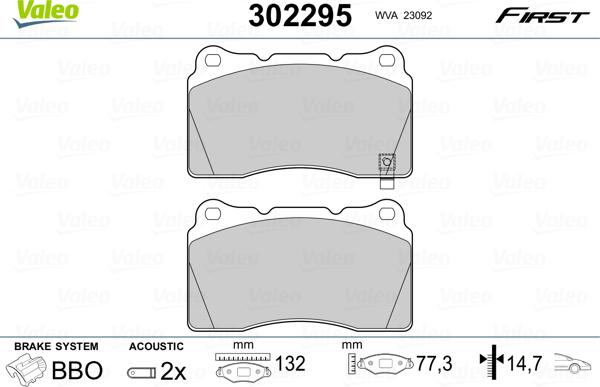 Valeo 302295 - Brake Pad Set, disc brake onlydrive.pro