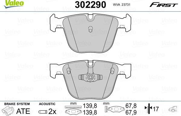 Valeo 302290 - Brake Pad Set, disc brake onlydrive.pro